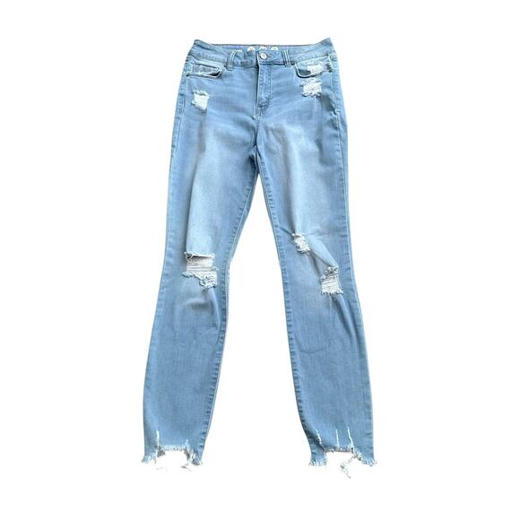 REWASH Womens Size 7 High Rise Destroyed Ripped Skinny Blue Jeans 28" Inseam - Picture 1 of 8
